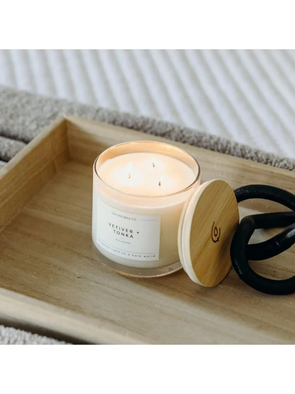 Vetiver & Tonka 3-Wick Luxury Scented Candle | Long Lasting 43 Hour Burn
